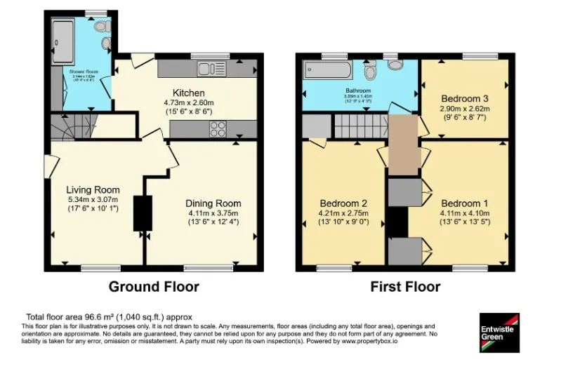 Floor plan for 41 Hardinge Road showing the ground and first floors
