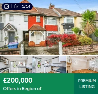 Supplied Liverpool-area property listing screenshot with the visible price £200,000