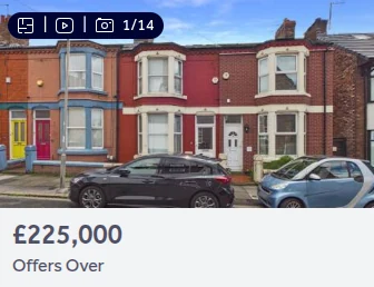 Supplied Liverpool-area property listing screenshot with the visible price £225,000