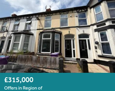 Supplied Liverpool-area property listing screenshot with the visible price £315,000